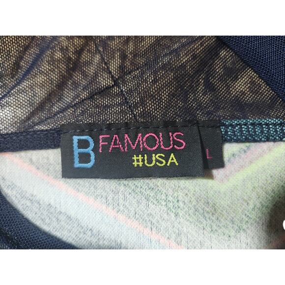 Vtg B Famous USA Futuristic Mini Tiered Peplum Neon Dress L Clubwear Whimsygoth - Picture 7 of 8